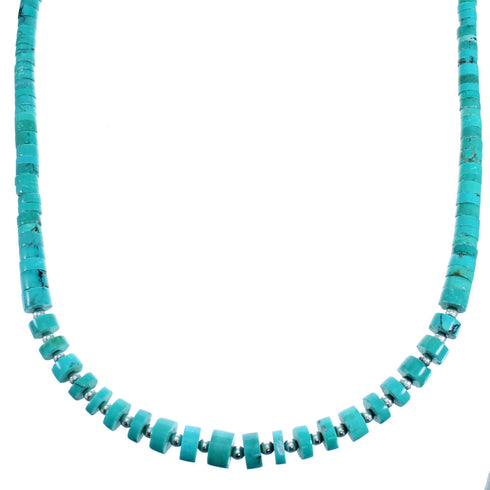 Turquoise Sterling Silver Southwest Bead Necklace RX114923